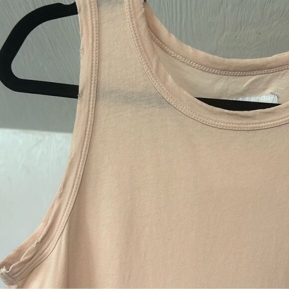 Revolve Current/Elliott Distressed Blush Nude Pink Sleeveless Muscle Tank Top - Picture 11 of 11